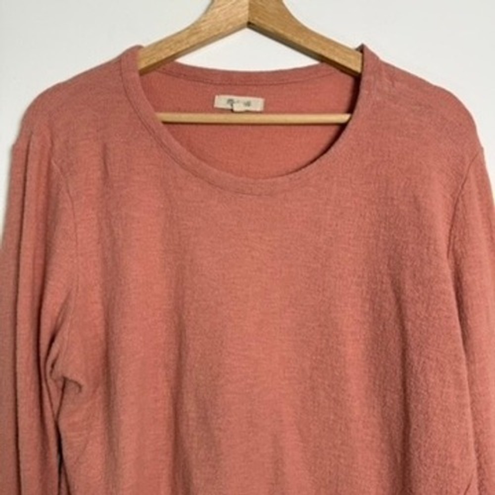 Madewell Side Tie Knot Top Womens Large Rose Pink Long Sleeve Cotton J4683 Boho - Picture 3 of 10